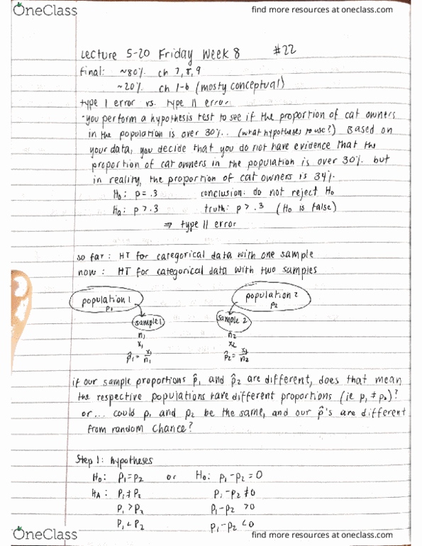 STATS 10 Lecture Notes - Lecture 22: Statistical Hypothesis Testing, Test Statistic thumbnail