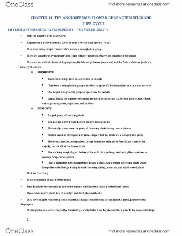 BIOL 2P93 Lecture Notes - Lecture 5: Pollen Tube, Flower Flower, Megaspore thumbnail