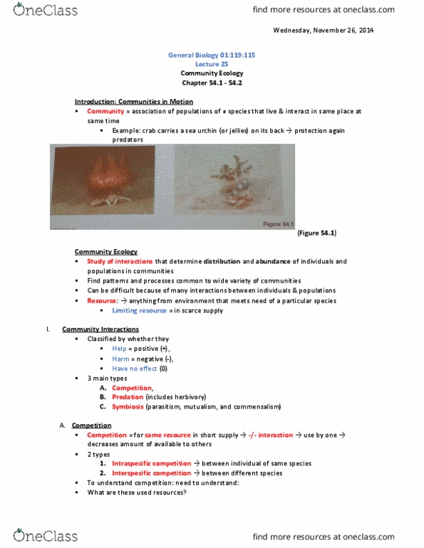 01:119:115 Lecture Notes - Lecture 25: Paramecium Aurelia, Cuckoo Bee, Ecological Niche thumbnail