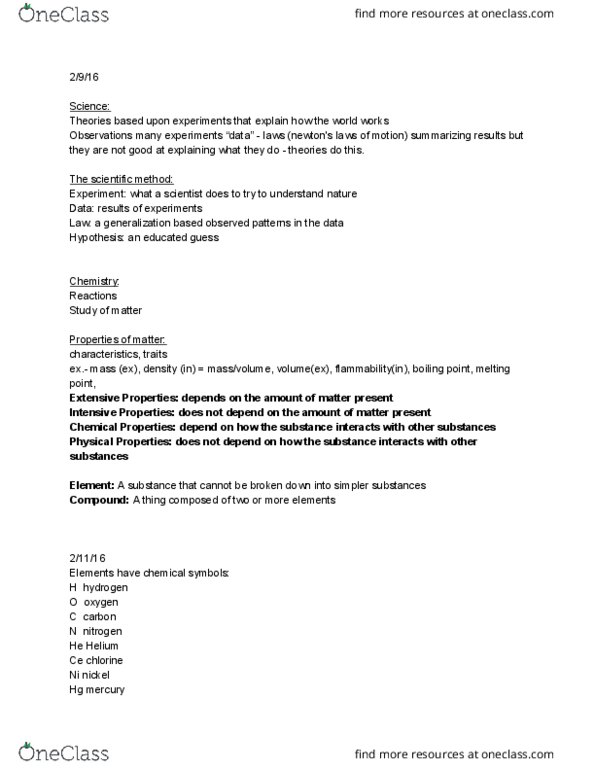 CHEM100 Lecture Notes - Lecture 1: Dihydrogen Cation, Aluminium Chloride, Nonmetal thumbnail