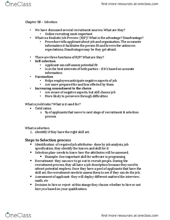 COMMERCE 2BC3 Lecture Notes - Lecture 5: Content Validity, Job Performance, Job Analysis thumbnail