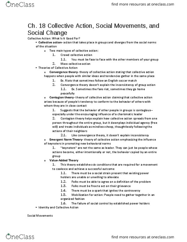 SOCIOL 1101 Chapter Notes - Chapter 18: Mothers Against Drunk Driving, Social Movement, Social Movement Organization thumbnail