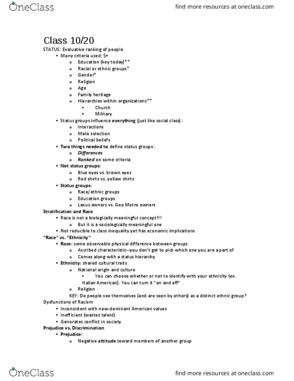 SOCIOL 1101 Lecture Notes - Lecture 16: Indentured Servant, Sharecropping, Scapegoating thumbnail