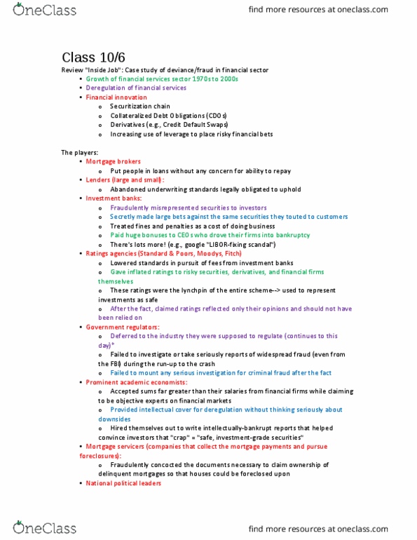 SOCIOL 1101 Lecture Notes - Lecture 13: Cultural Learning, Anomie, Financial Innovation thumbnail