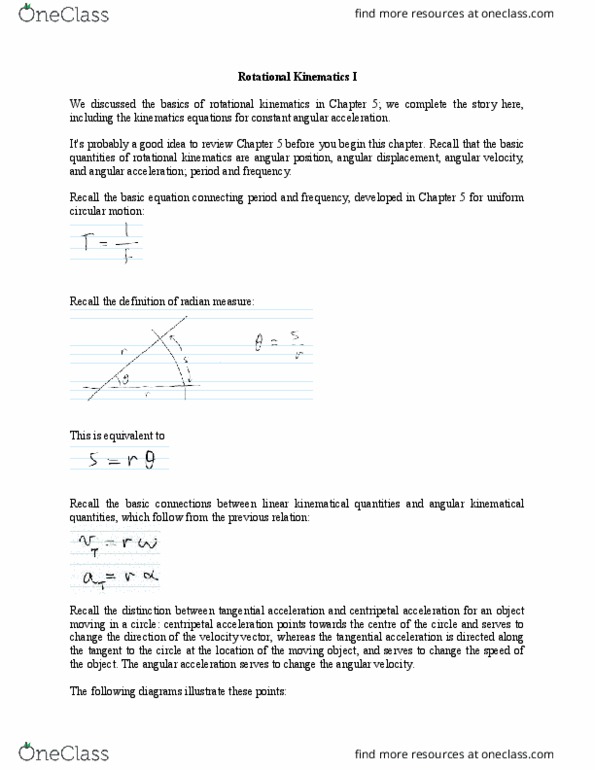 PHYS 1P21 Lecture Notes - Lecture 35: Circular Motion, Angular Acceleration, Angular Velocity thumbnail