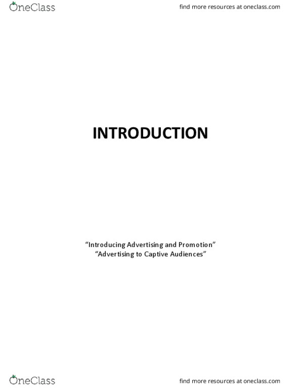 Sociology 2172A/B Chapter Notes - Chapter 1: Integrated Marketing Communications, Media Consumption, Marketing Communications thumbnail