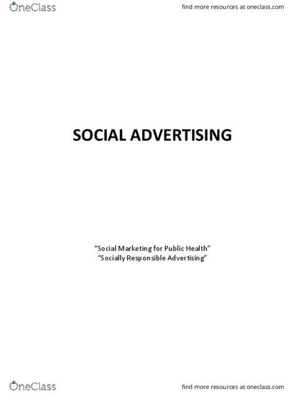 Sociology 2172A/B Chapter Notes - Chapter 1: Social Marketing, Philip Kotler, Corporate Identity thumbnail