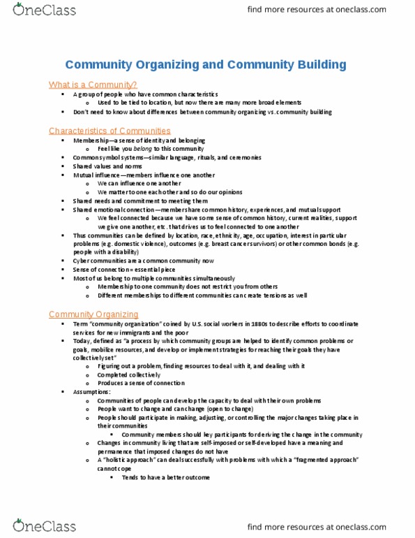 Health Sciences 2250A/B Lecture Notes - Lecture 16: Community Organizing, Intercultural Competence, Goal Setting thumbnail