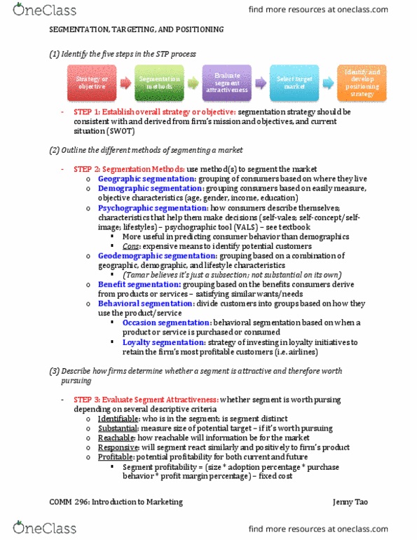 COMM 296 Chapter Notes - Chapter 8: Geodemographic Segmentation, Psychographic, Profit Margin thumbnail