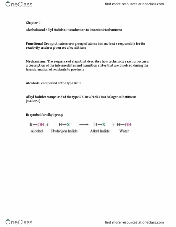 CHEM 221 Lecture Notes - Lecture 4: Hydrogen Halide, Acyl Halide, Ethanol thumbnail