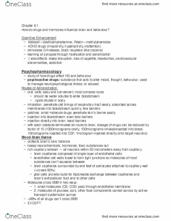 PSYC 375 Chapter Notes - Chapter 6: Opioid Use Disorder, Tricyclic Antidepressant, Endothelium thumbnail