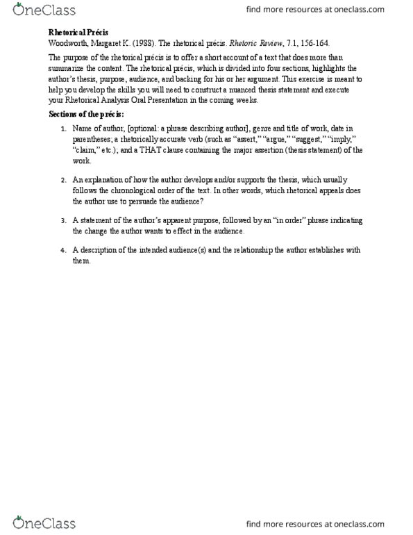 WRIT 111 Lecture Notes - Lecture 1: California Law Review, Thesis Statement, Jackson County, Texas thumbnail