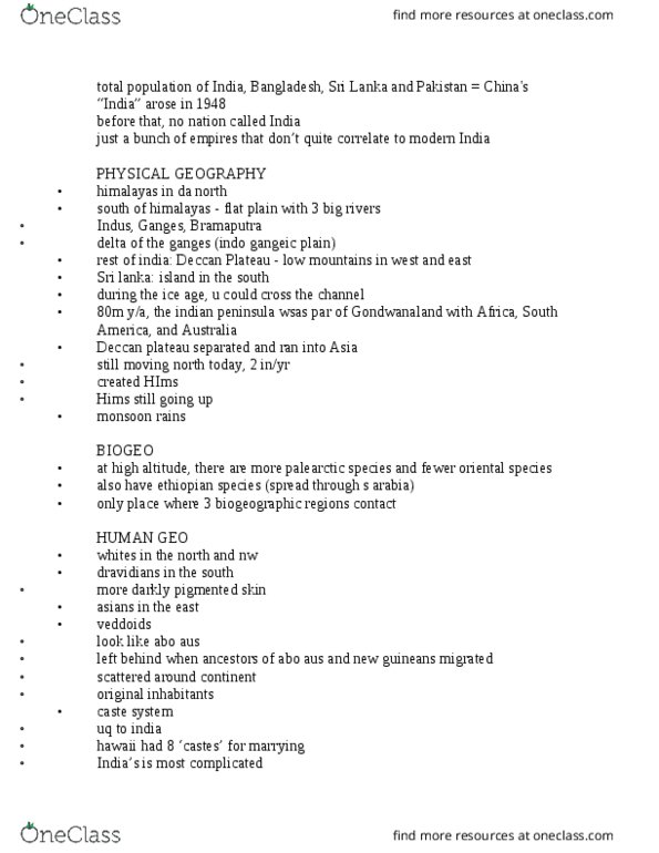 GEOG 6 Lecture Notes - Lecture 9: Deccan Plateau, Indus River, Indian Subcontinent thumbnail