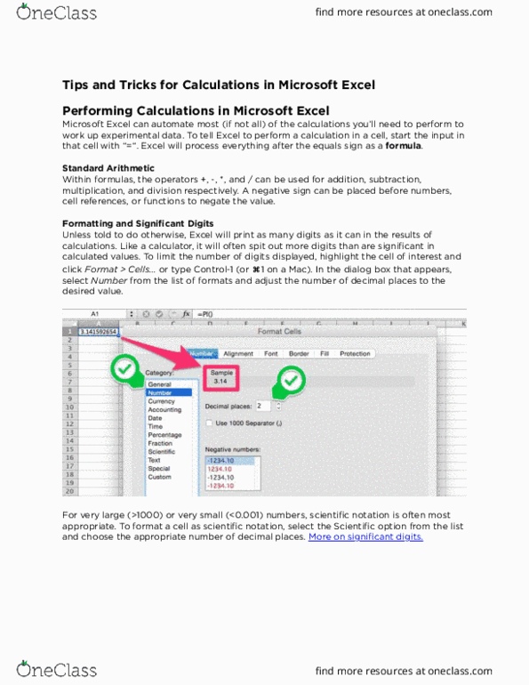 CHEM 1211K Lecture Notes - Lecture 6: Microsoft Excel, Dialog Box, Equals Sign thumbnail