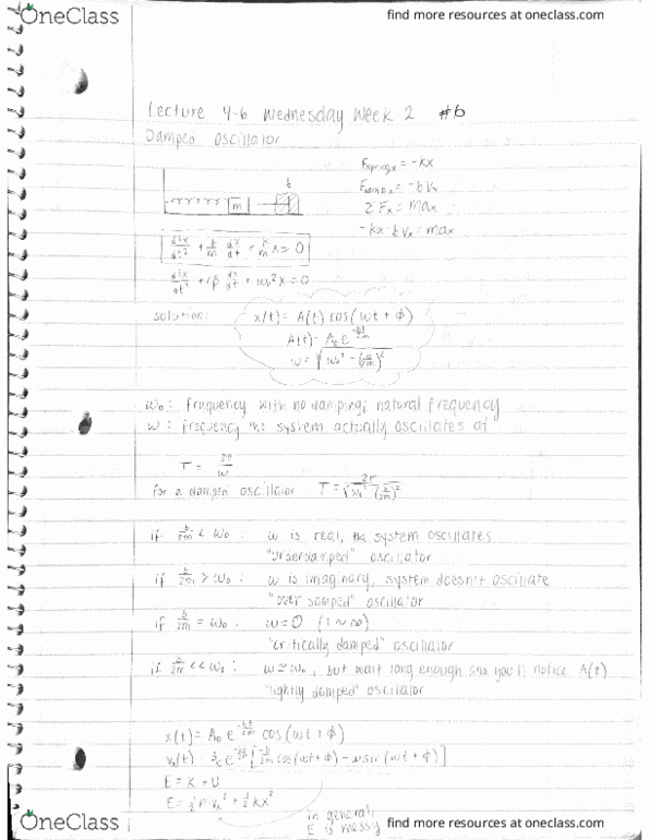 PHYSICS 1B Lecture Notes - Lecture 6: Damping Ratio, Mator Language thumbnail
