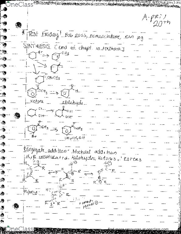HNFE 1114 Lecture Notes - Lecture 30: Cud, Ketone, Nucleophile thumbnail