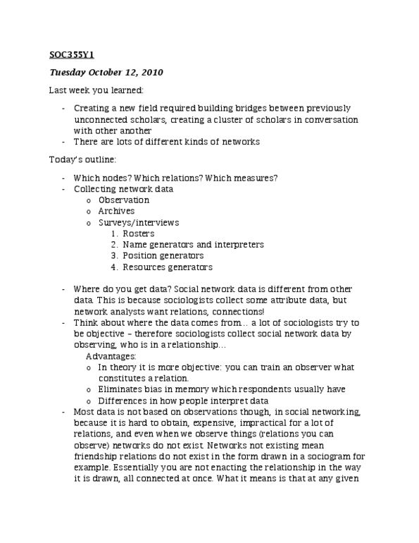 SOC355H1 Lecture Notes - Lecture 5: Centrality, Geodesic, Birds Eye View thumbnail