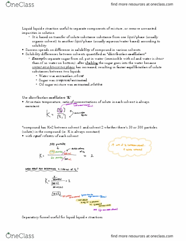 CHEM164 Lecture Notes - Lecture 5: Separatory Funnel, Sodium Hydroxide, Miscibility thumbnail