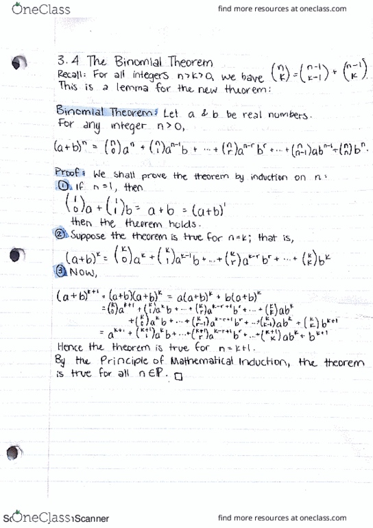 MA121 Lecture Notes - Lecture 15: Mathematical Induction, Summation thumbnail