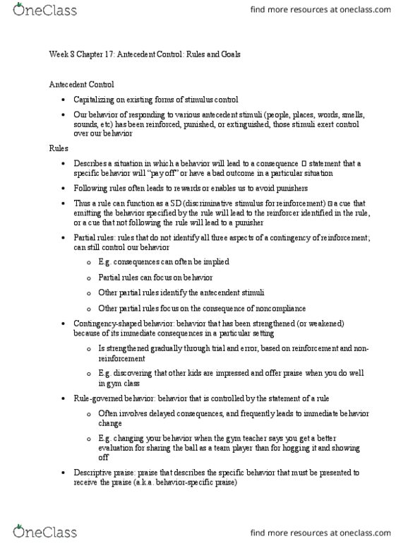 PSYB45H3 Lecture Notes - Lecture 8: Goal Setting, Stimulus Control, Acronym thumbnail