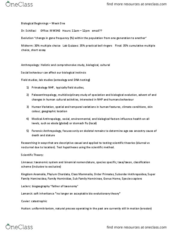 ANTB14H3 Lecture Notes - Lecture 1: Binomial Nomenclature, Horsepower, Gastroenteritis thumbnail