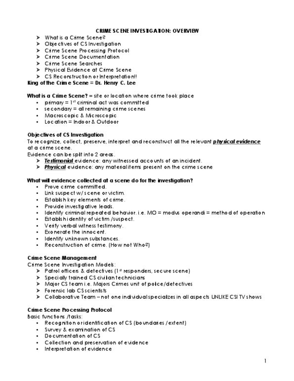 FSC239Y5 Lecture Notes - Lecture 2: Personal Protective Equipment, Combined Dna Index System, Modus Operandi thumbnail