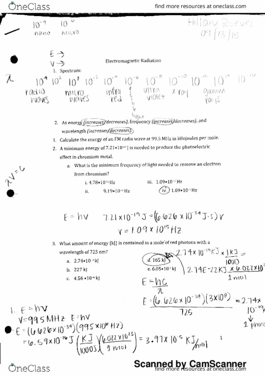CH-1020 Lecture Notes - Lecture 12: Spin Quantum Number, Principal Quantum Number, Radio Wave thumbnail