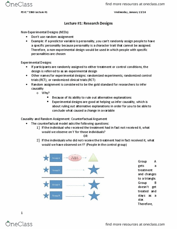 PSYC 3380 Lecture Notes - Lecture 1: Random Assignment, Cleveland Clinic, Hyperfocus thumbnail