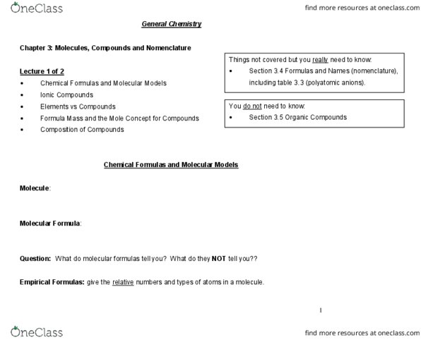 CHY 103 Lecture Notes - Lecture 3: Molecular Mass, Pearson Education, Nonmetal thumbnail