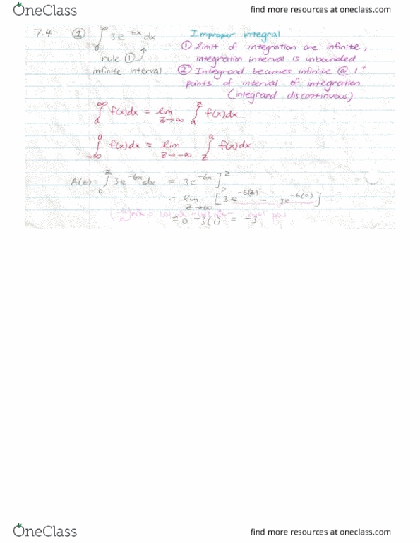 MATH 155 Chapter Notes - Chapter 7.4 & 7.5: Integral, Riemann Sum, Fax thumbnail