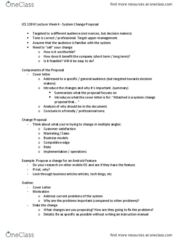 I&C SCI 139W Lecture Notes - Lecture 4: Cover Letter, Customer Satisfaction thumbnail