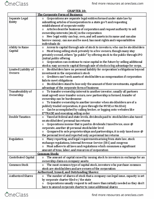 ACCT 211 Chapter Notes - Chapter 10: Current Liability, Stock Split, Preferred Stock thumbnail