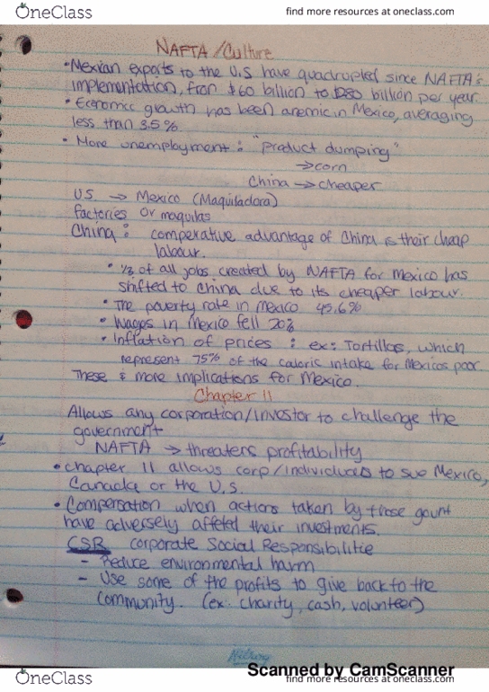 GNED 1301 Lecture Notes - Lecture 9: North American Free Trade Agreement, Maquiladora, Repressor Lexa thumbnail