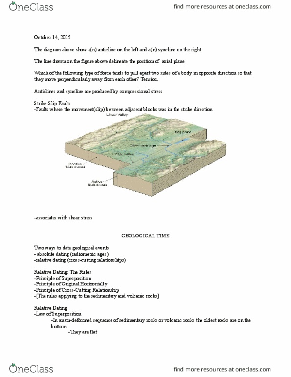 GEOL 1330 Lecture Notes - Lecture 12: Coconino Sandstone, Anticline, Prentice Hall thumbnail