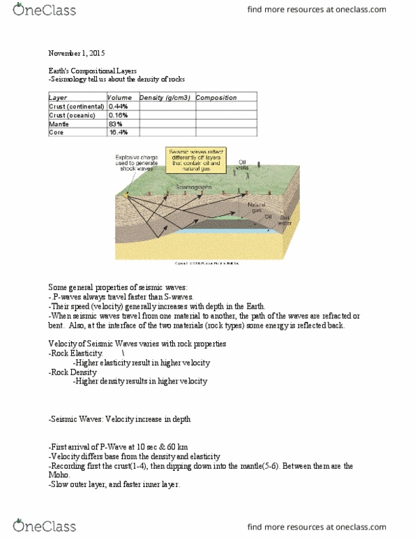 GEOL 1330 Lecture Notes - Lecture 15: Seismic Wave, Epicenter, Outer Core thumbnail