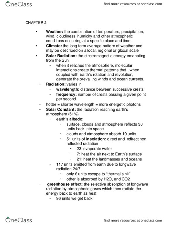 BIOL150 Chapter Notes - Chapter 2: Photosynthetically Active Radiation, Landform, Evaporation thumbnail