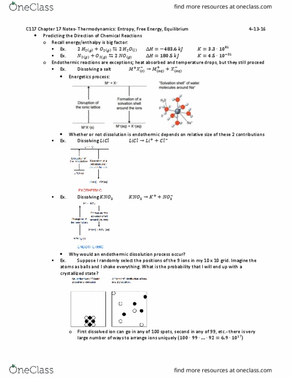 CHEM-C 117 Lecture Notes - Lecture 10: State Function, Ionic Compound, Joule thumbnail