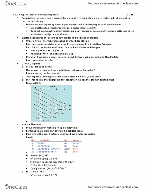 CHEM-C 117 Lecture 3: C117 Ch. 8 Notes (Feb. 1) thumbnail