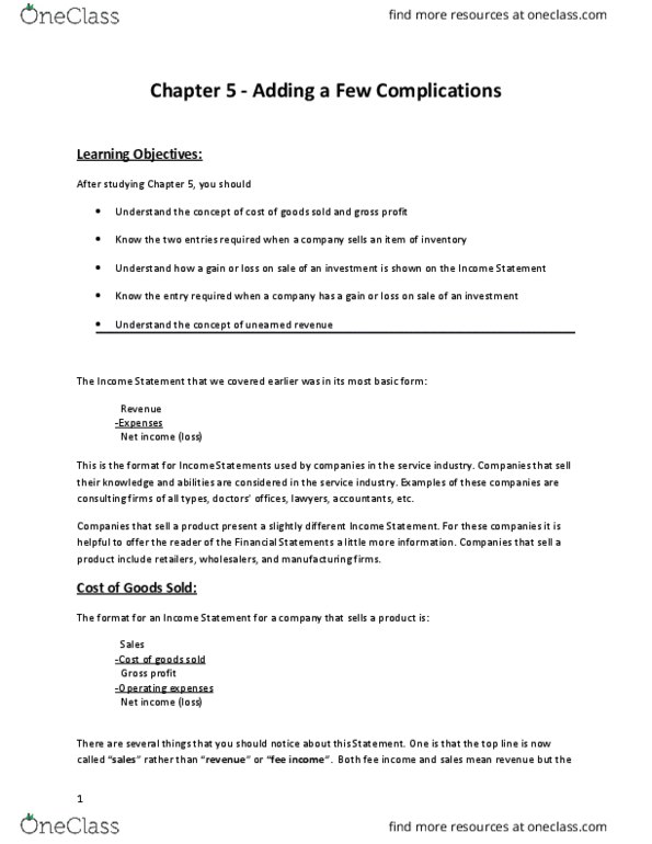 BUS-A 100 Lecture Notes - Lecture 5: Accounts Payable, Financial Statement, Accounts Receivable thumbnail