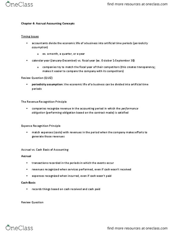 MGMT 30A Chapter Notes - Chapter 4: Income Statement, Deferral, Accrual thumbnail