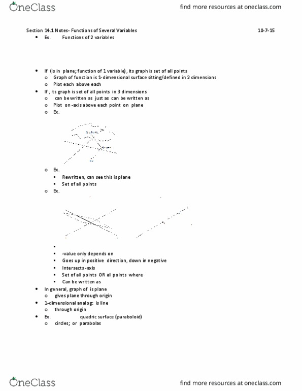 MATH-M 311 Lecture Notes - Lecture 11: Quadric, Contour Line thumbnail