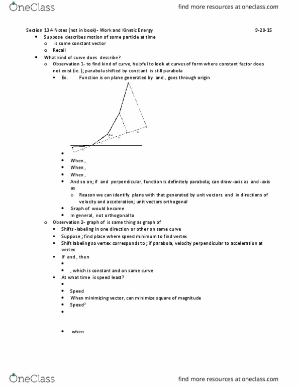 MATH-M 311 Lecture Notes - Lecture 10: Dot Product, Net Force, Kinetic Energy thumbnail