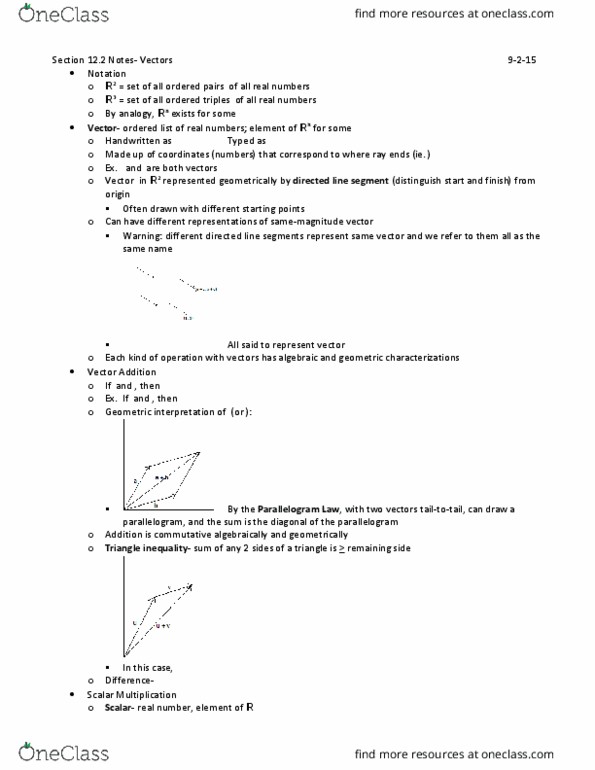 MATH-M 311 Lecture Notes - Lecture 4: Parallelogram, Unit Vector, Distributive Property thumbnail