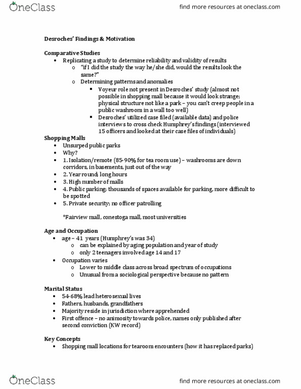 SOC229 Lecture Notes - Lecture 10: Desroches Island, Summary Offence, Fellatio thumbnail