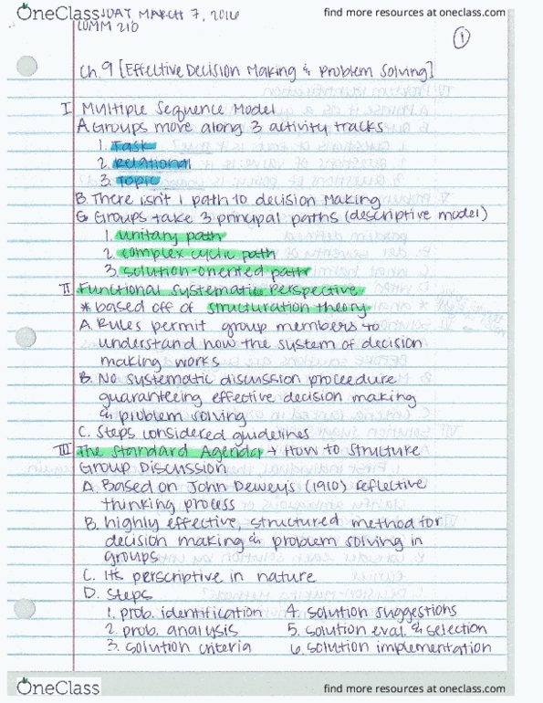 COMM 210 Lecture Notes - Lecture 9: Analysis Paralysis, Eval, Lechon thumbnail