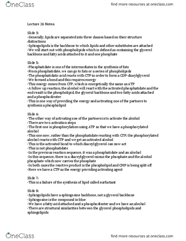 BIOLCHEM 415 Lecture Notes - Lecture 26: Phosphatidylcholine, Photodissociation, Glucocorticoid thumbnail