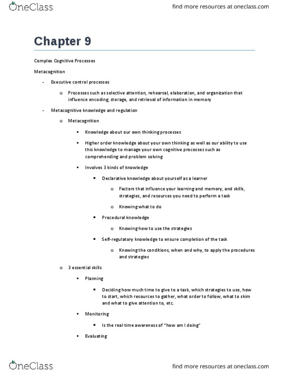 PSYC 3800 Chapter Notes - Chapter 9: Confirmation Bias, Divergent Thinking, Critical Thinking thumbnail