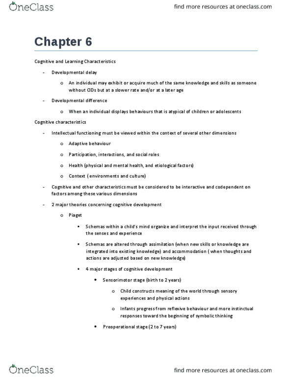 PSYC 3850 Chapter Notes - Chapter 6: Lev Vygotsky, Assistive Technology, Speech Disorder thumbnail