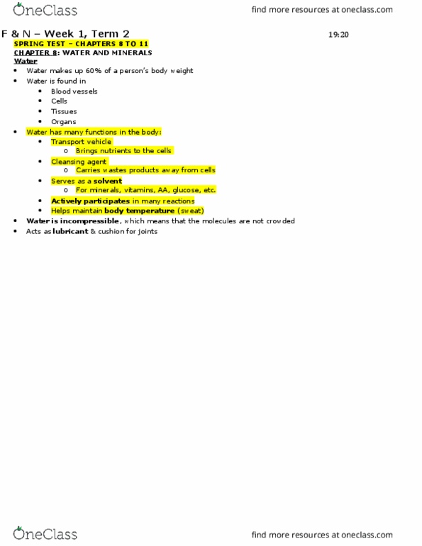 Foods and Nutrition 1021 Chapter Notes - Chapter 8: Kidney Disease, Soy Milk, Hemoglobin thumbnail
