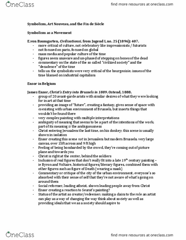 FINE112 Lecture Notes - Lecture 3: John Everett Millais, James Ensor, Bourgeoisie thumbnail